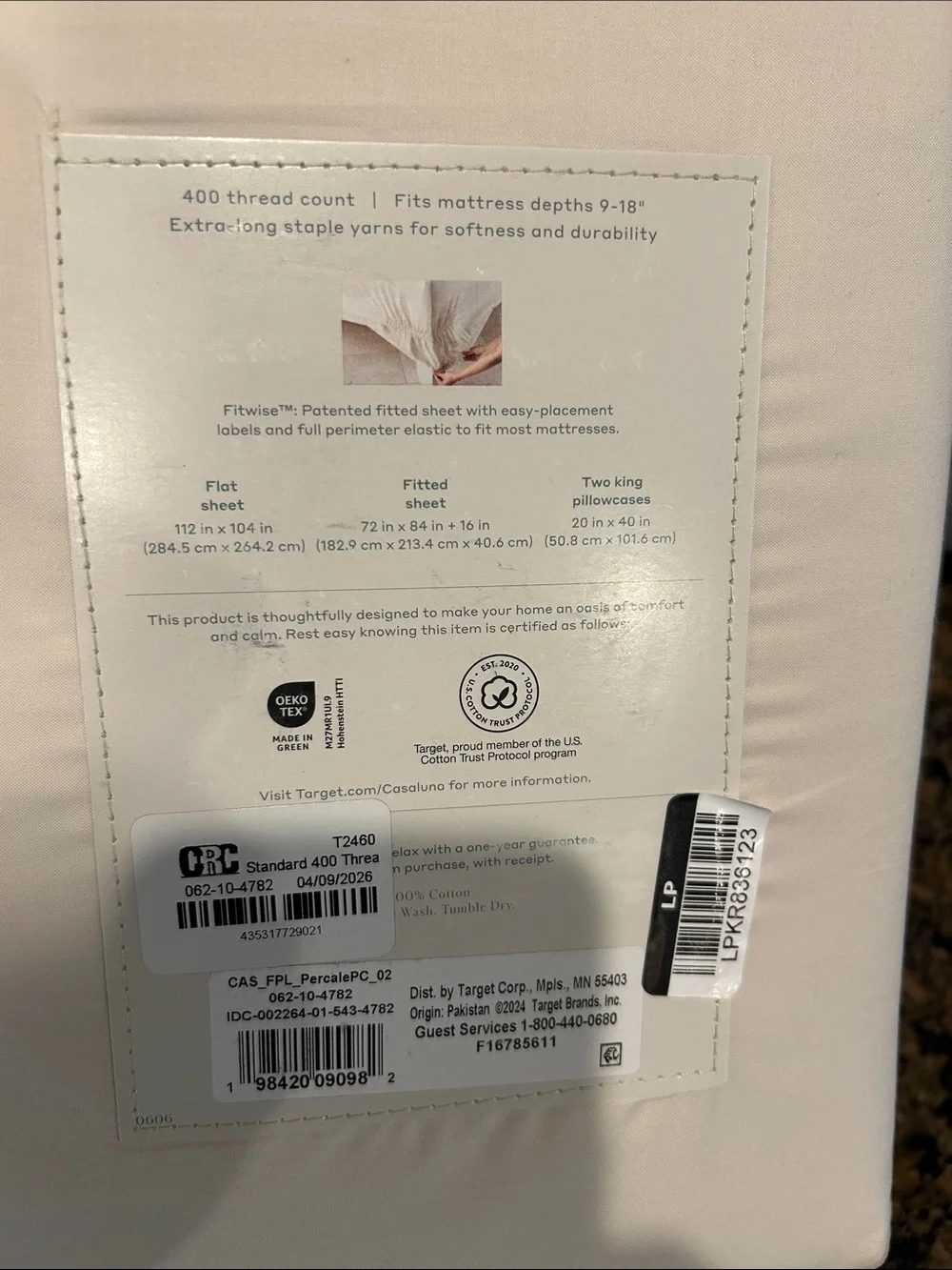 Casaluna 400 thread count Percale California King Sheet Set - Ivory - Picture 3 of 4